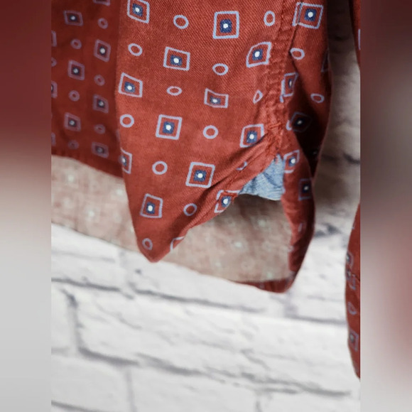 Gap 1969 XL Tall Red Geometric Heavyweight Button Down Shirt Cotton - Picture 5 of 7